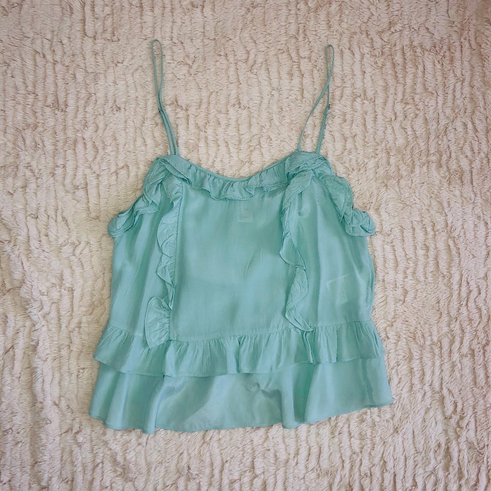 H&M Baby blue ruffle spaghetti strap top